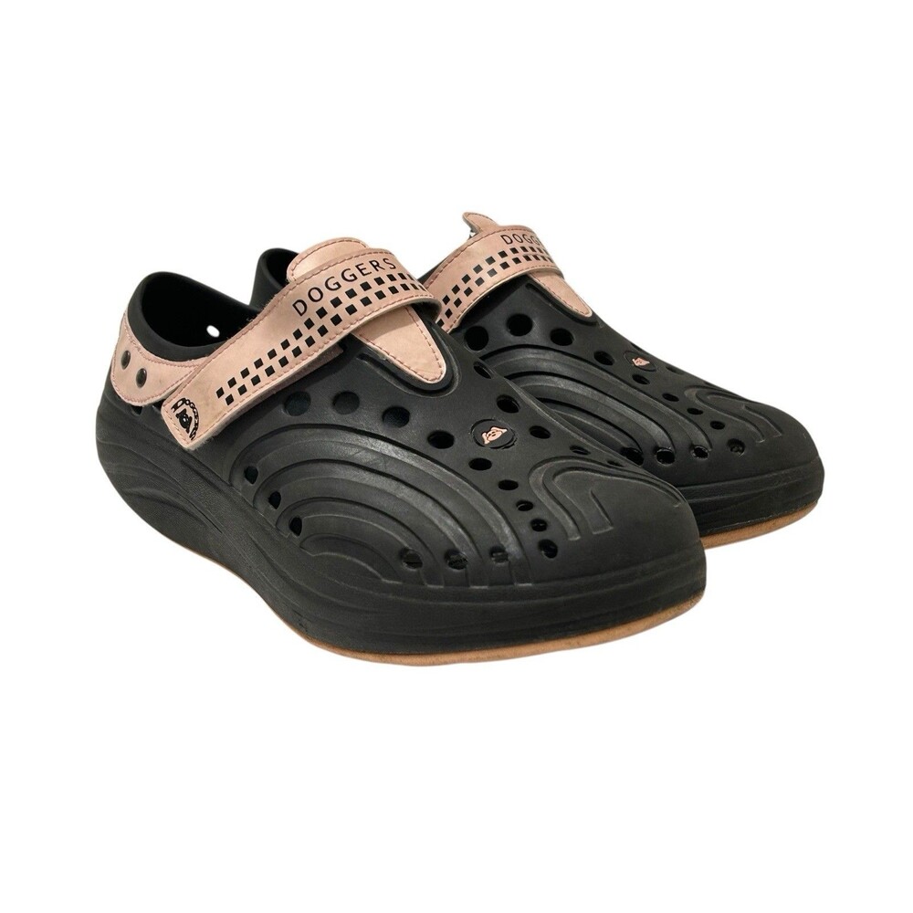 Doggers Womens 6 Ultralite Black w/ Pink Adjustable Strap Comfort Shoes